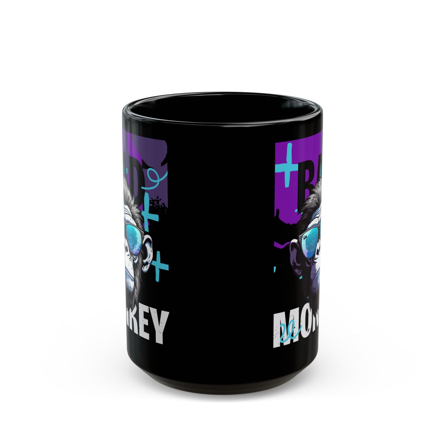 Bad Monkey Black Mug: Fun Coffee Cup for Gift, Black Ceramic Mug, Unique Mug for Animal Lovers, Cool Office Mug - 14081