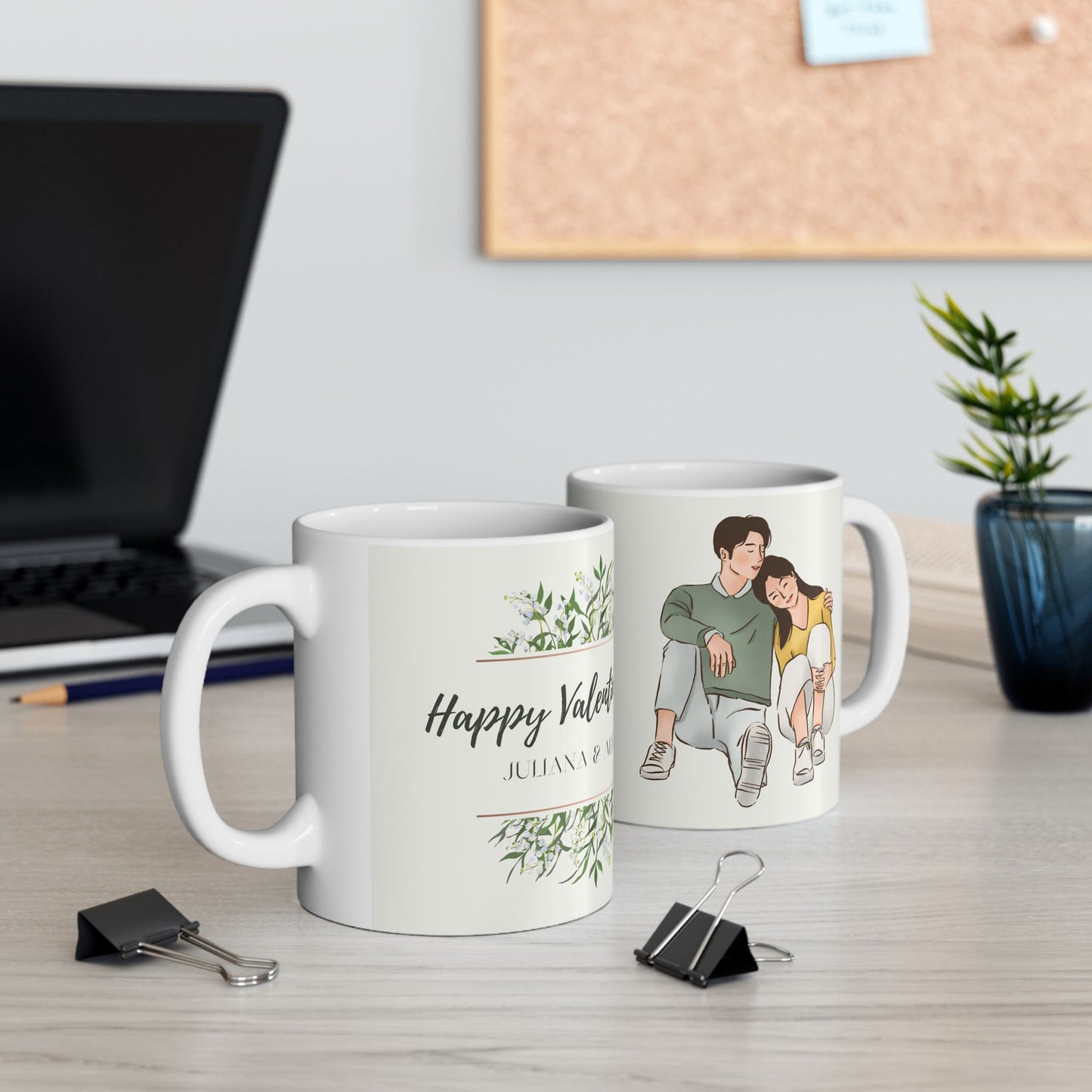Happy Valentine's Day, Names, Customizable - Ceramic Mug, (11oz, 15oz) - 10924