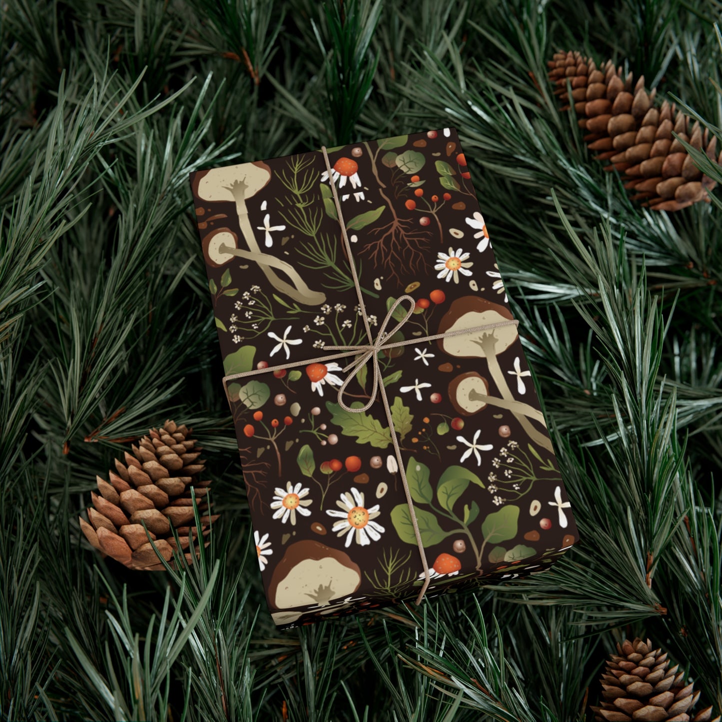 Dark Brown, Mushroom Pattern - Gift Wrap Papers - 10365