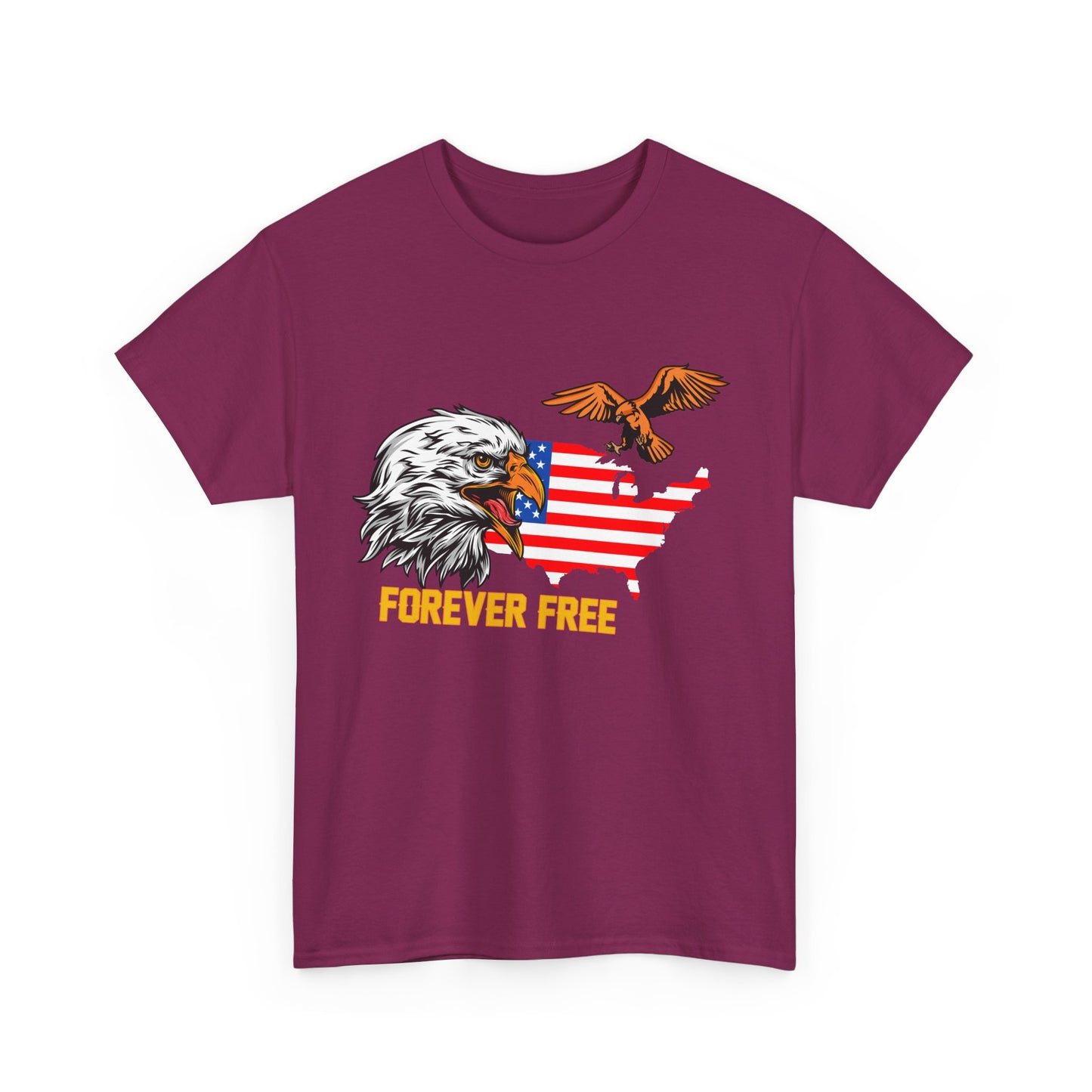 Unisex Heavy Cotton Tee with "Forever Free" Design - Perfect for Patriotic Events, July 4th Celebrations, Gifts, Summer Wear, Casual Outfits - 13692