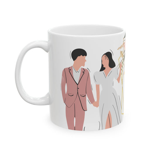 Happy Wedding, Names, Customizable - Ceramic Mug, (11oz, 15oz) - 10906