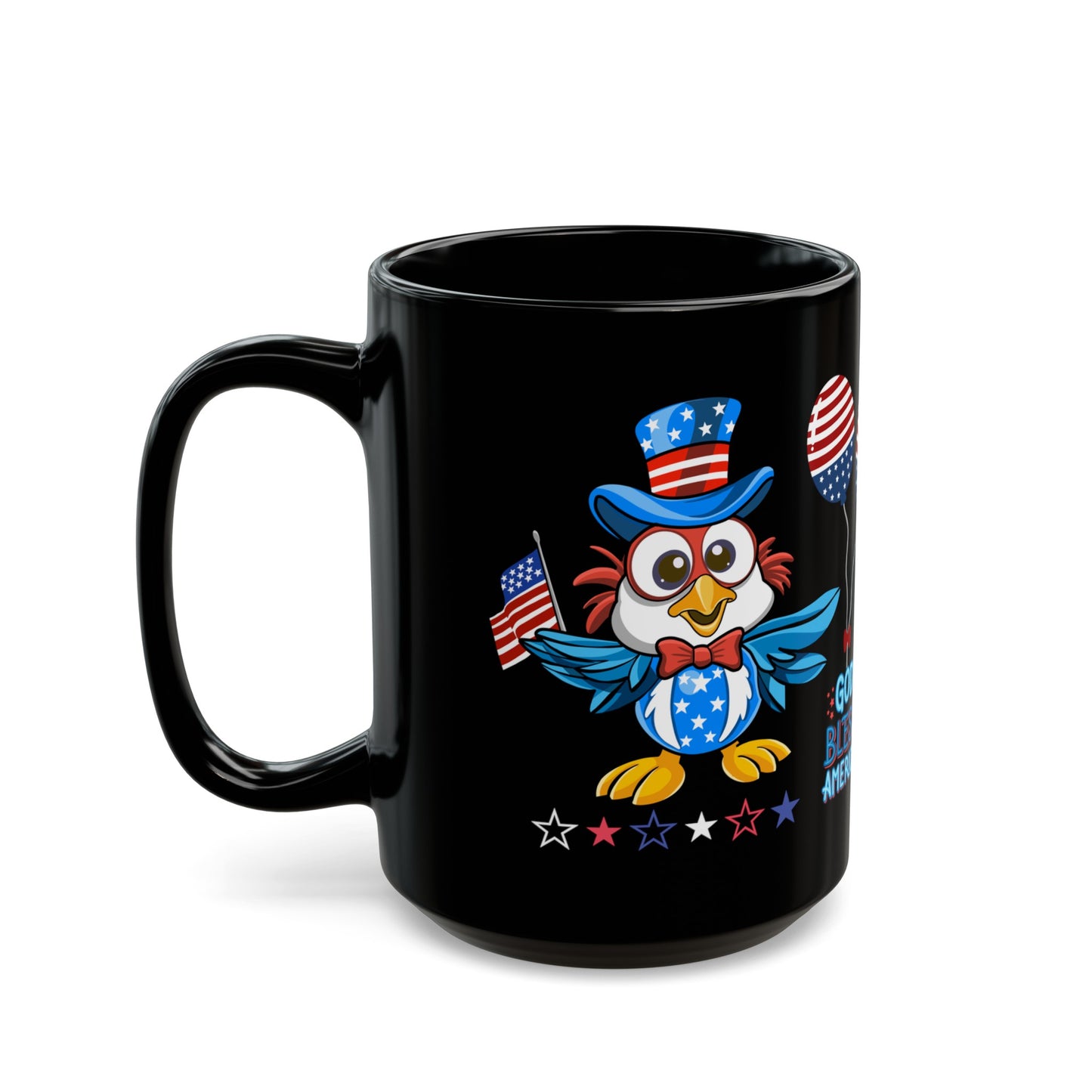 July 4, Patriotic Eagle - Black Mug (11oz, 15oz)