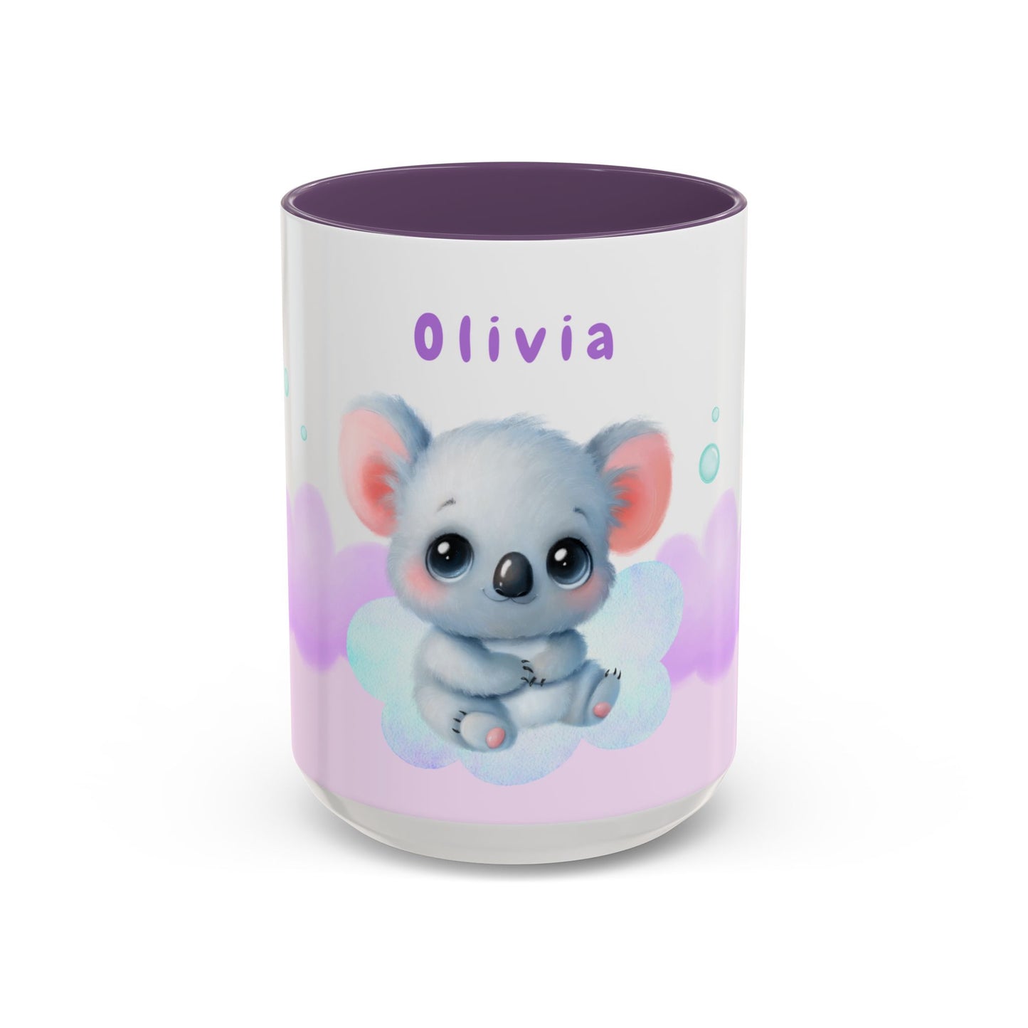 Cute Koala, Olivia, Name Customizable - Accent Coffee Mug (11, 15oz) - 11006