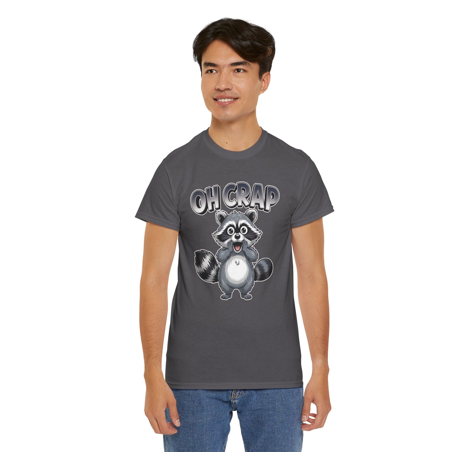 Funny Raccoon T-Shirt – “Oh Crap” Cute Meme Reaction Animal Tee Gift - 14855