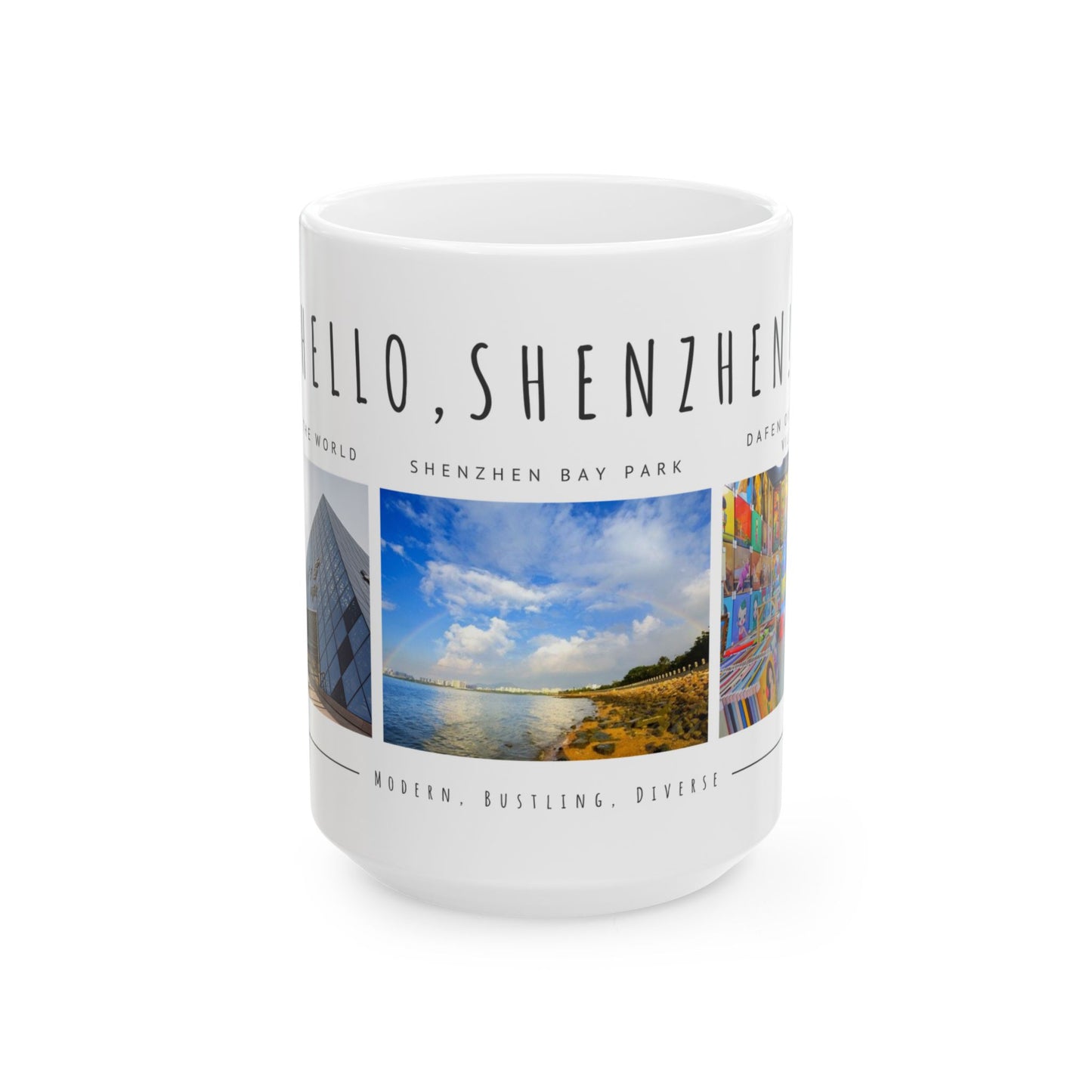 Hello, Shenzhen! Ceramic Mug - 11oz & 15oz - Modern & Bustling Design - 12103