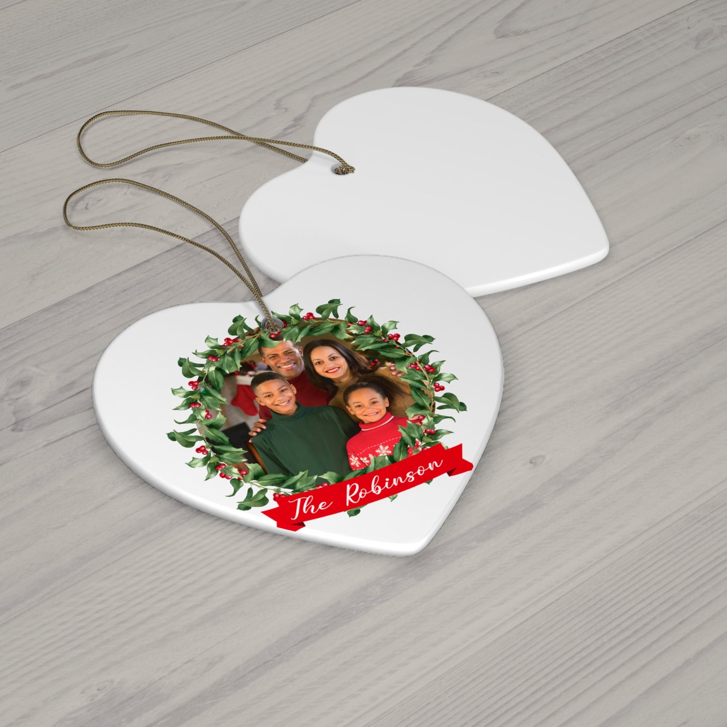 The Robinson, Christmas Family Photo, Customizable - Ceramic Ornament, 4 Shapes - 10033