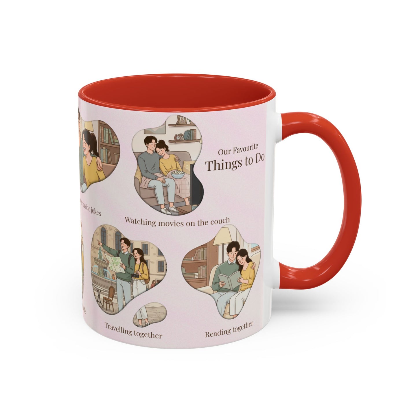 Our Favorite Things to Do Valentine’s Mug – Cozy Couples Illustrated Accent Coffee Mug - 14703