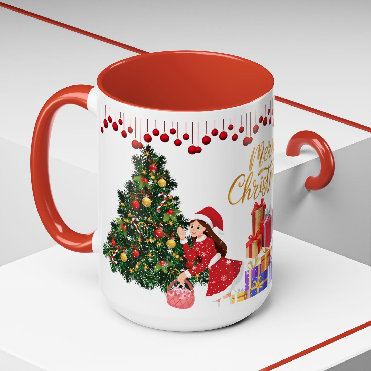 Merry Christmas - Accent Coffee Mug (11, 15oz)