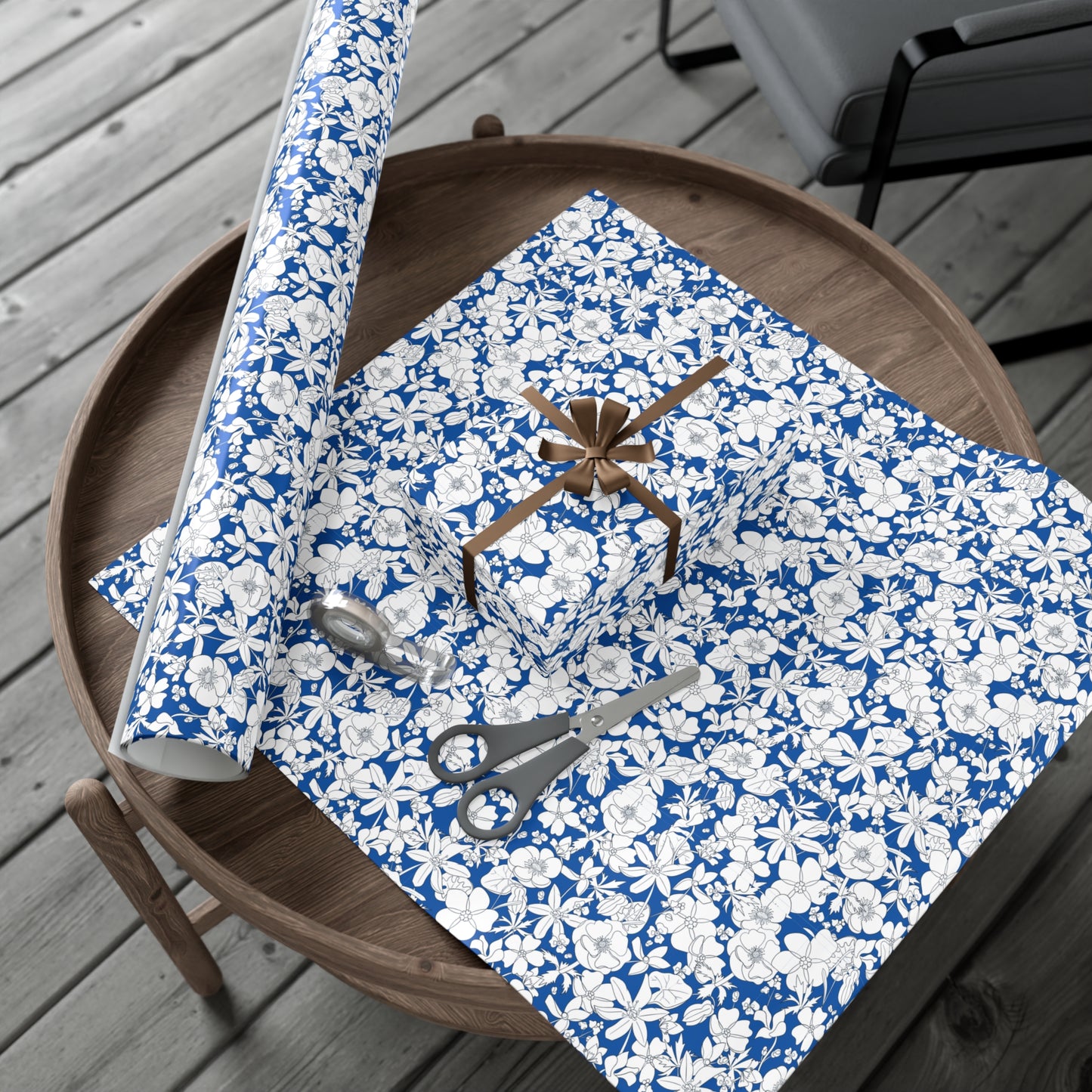 Vintage Blue, White Flowers - Gift Wrap Papers - 10255