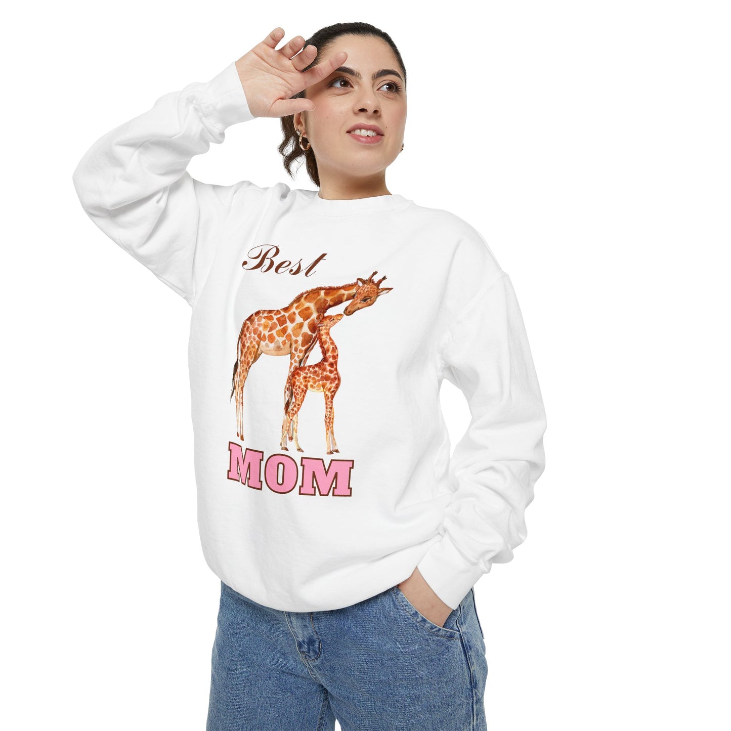 Best Mom Giraffe Design Unisex Garment-Dyed Sweatshirt - 11892