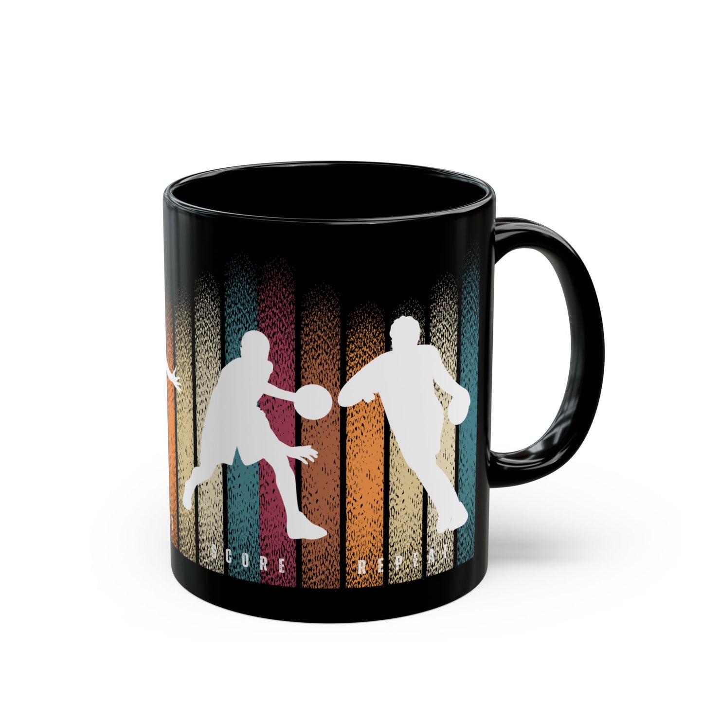 Basketball, Dribble, Shoot, Score, Repeat  - Black Mug (11oz, 15oz) - 10230