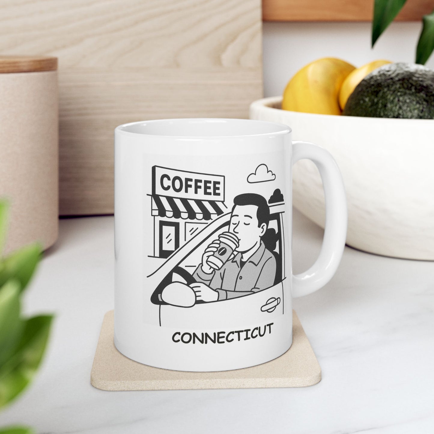 "Connecticut: Where we don’t need a reason to stop for coffee, but we do anyway." Ceramic Mug - 13889