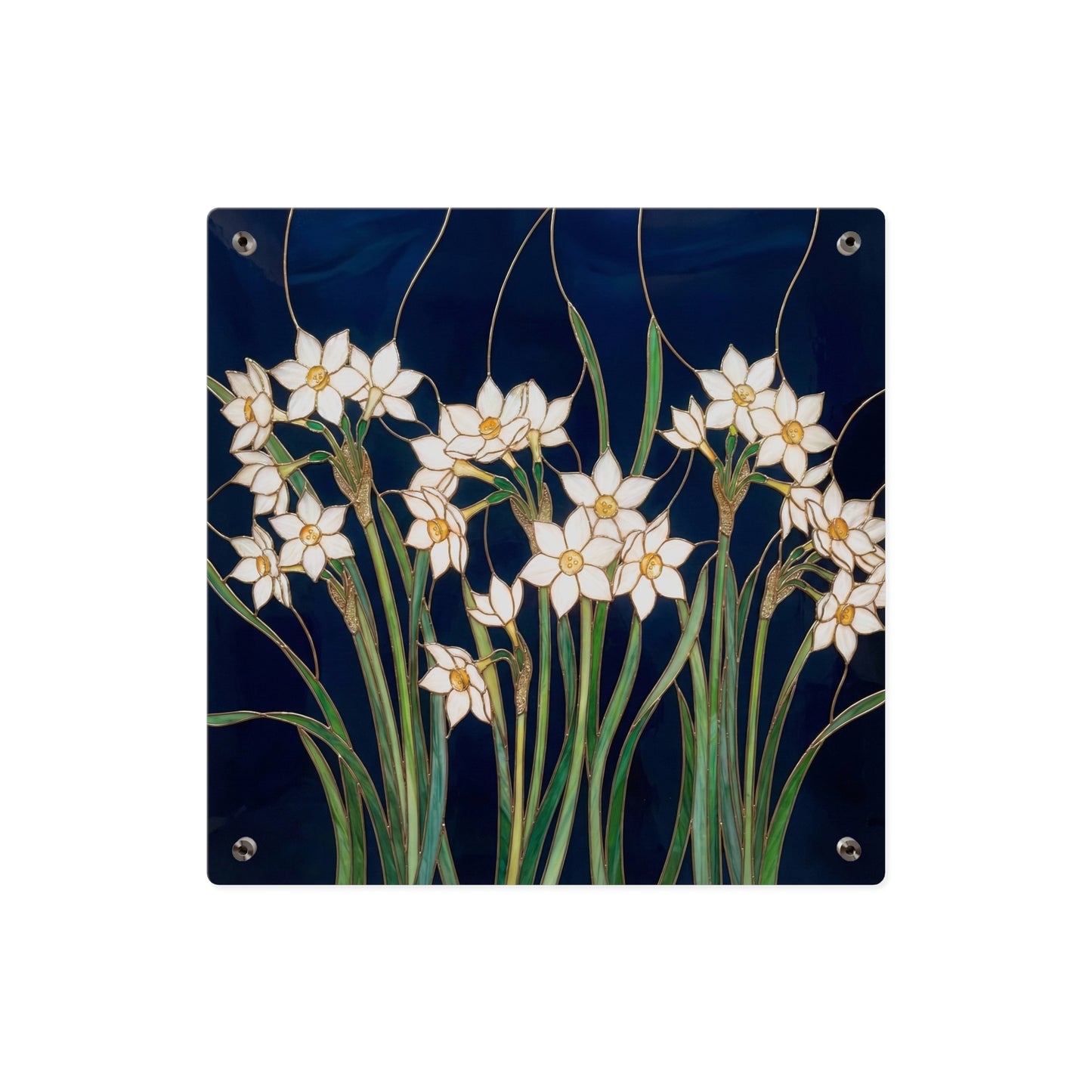Whitepaper Narcissus Acrylic Wall Art Panel — (Floral Modern Decorative Plaque) - 14598
