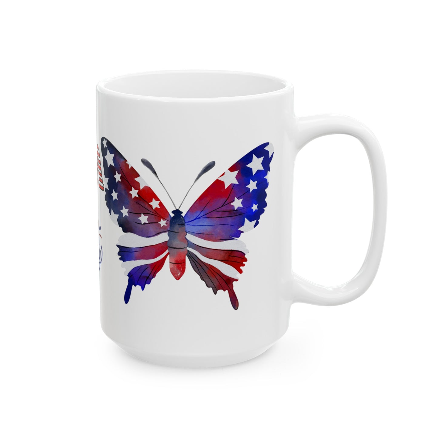 July 4, Sunflower & Butterfly - Ceramic Mug, (11oz, 15oz)