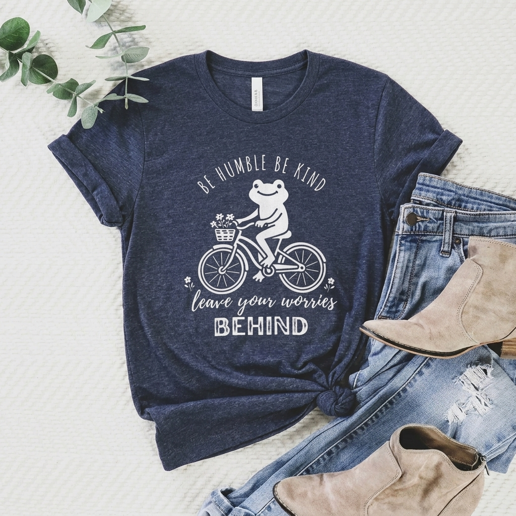 Be Humble Be Kind Frog Bike T-Shirt,  Leave Your Worries Behind - 14935