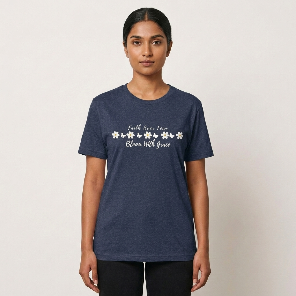 Bloom With Grace Daisy T‑Shirt — "Faith Over Fear" Floral Tee - 14949