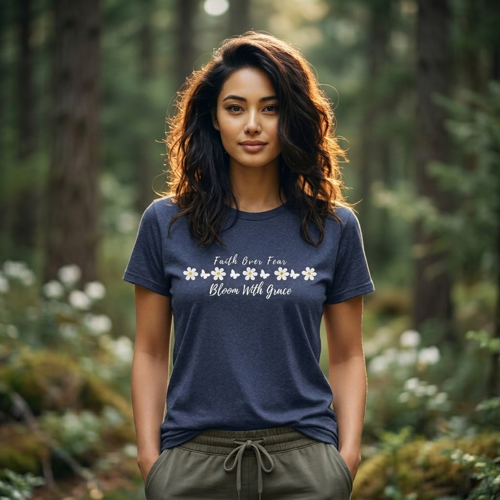 Bloom With Grace Daisy T‑Shirt — "Faith Over Fear" Floral Tee - 14949