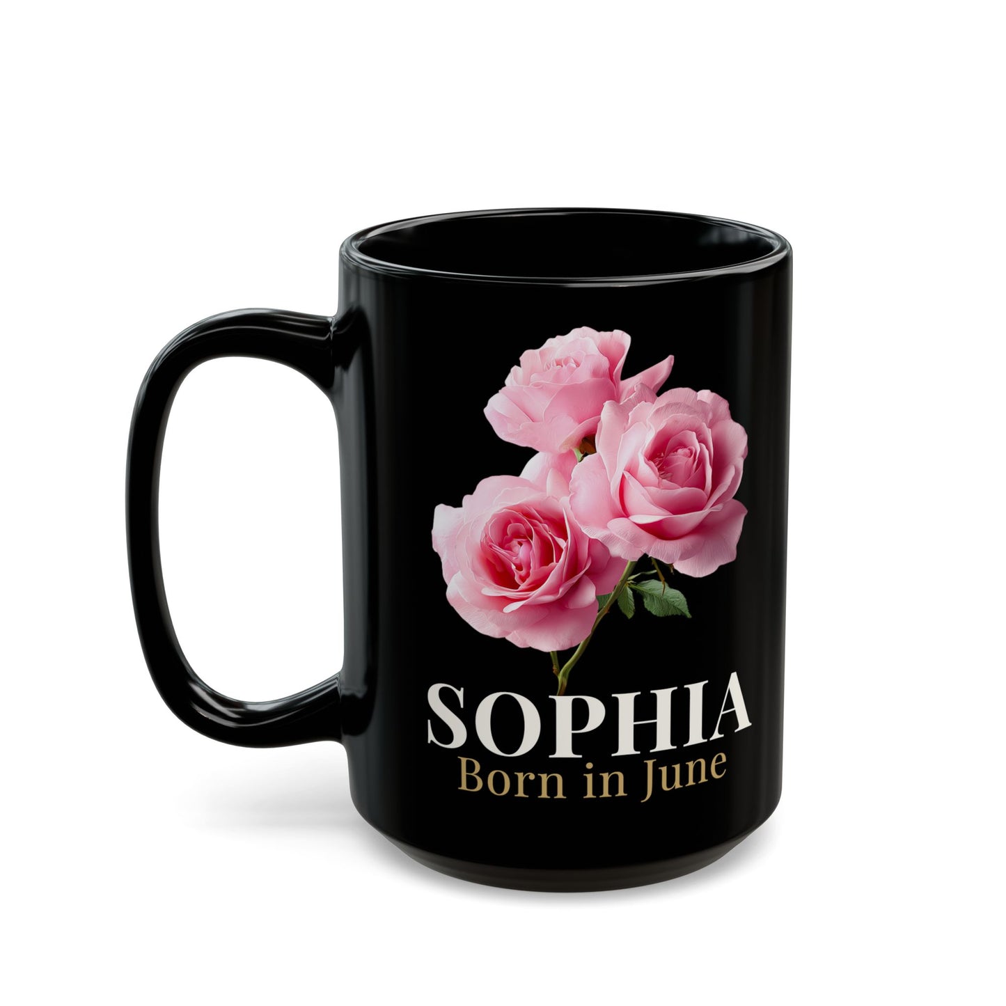 Personalized June Birth Flower Mug – Custom Name Rose Mug, Born in June Birthday Gift for Her -  14900