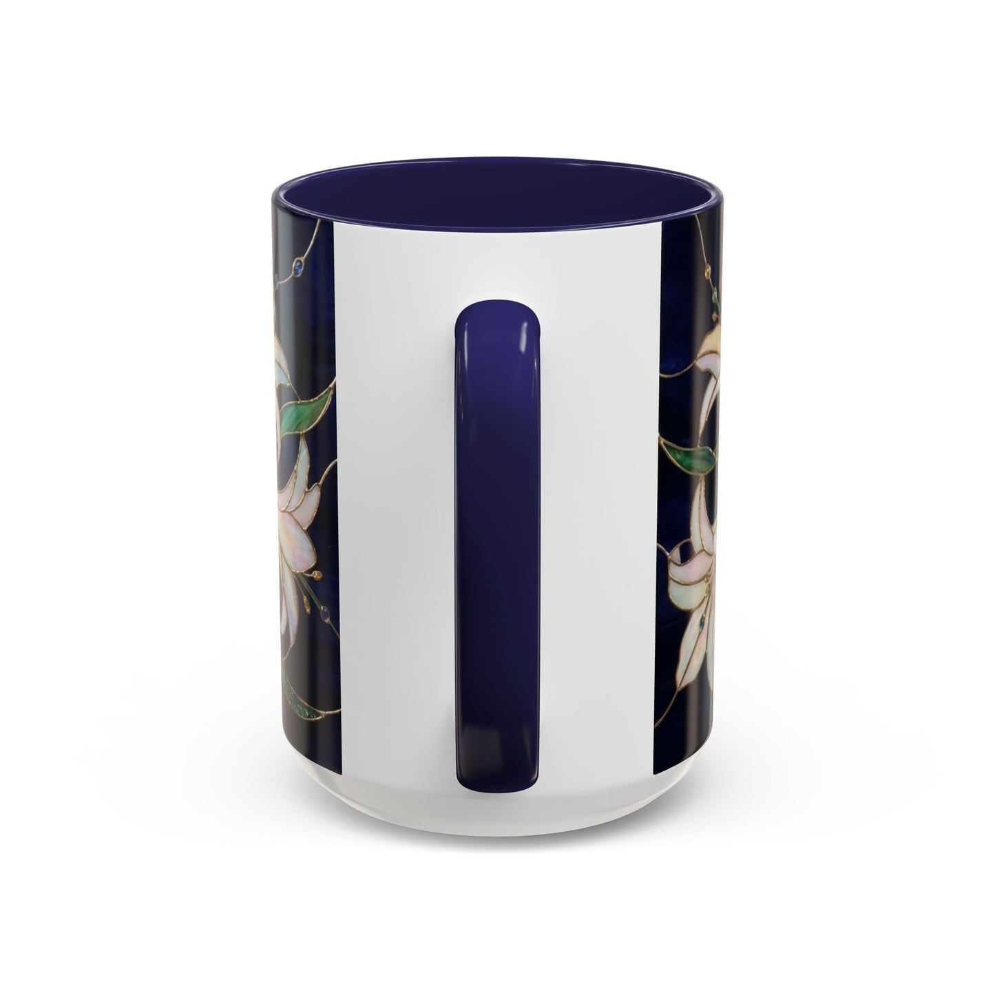 Lily Floral Accent Coffee Mug — Stained Glass Style 11/15oz - 14575