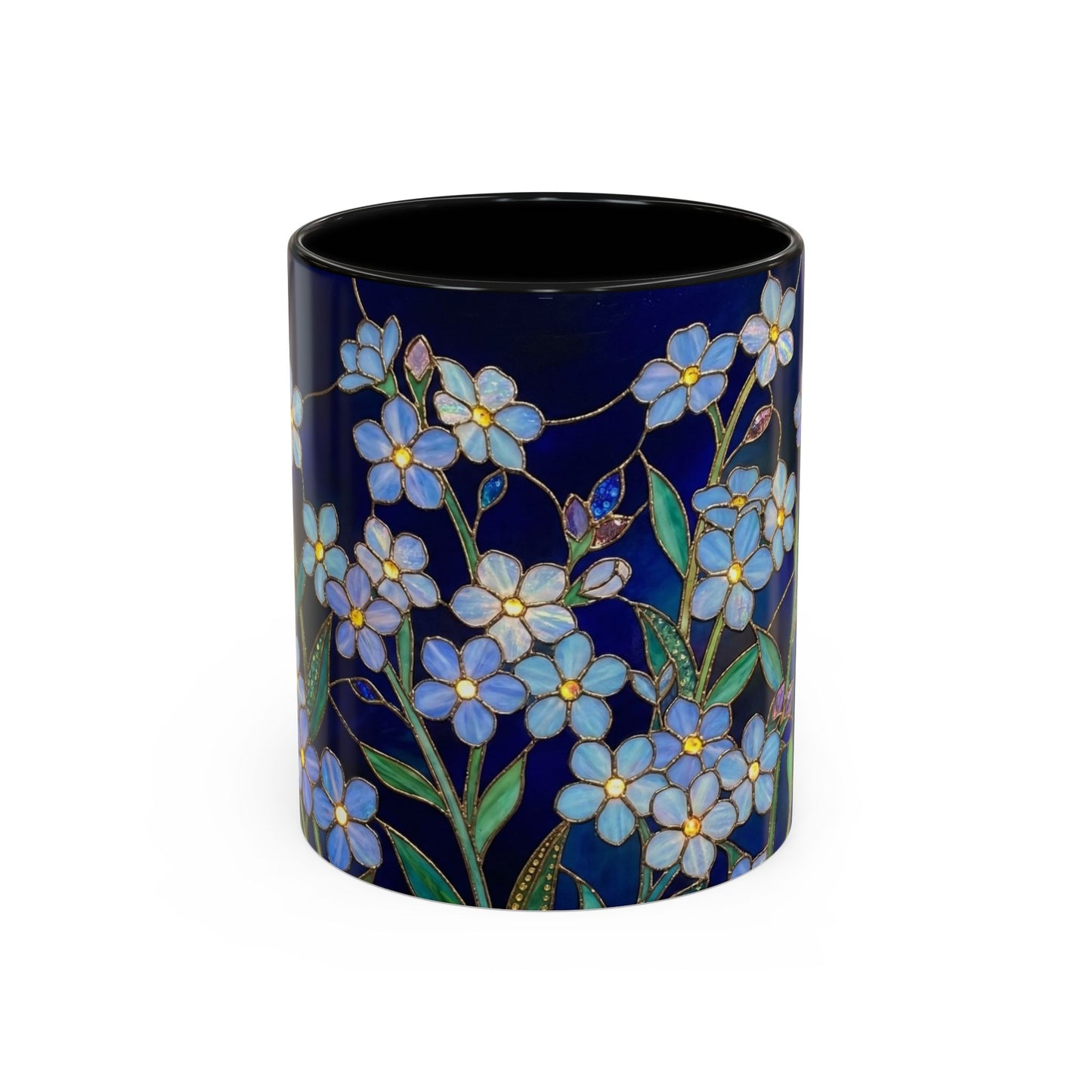 Forget-Me-Not Accent Coffee Mug — Stained Glass Design (11/15 oz) - 14564