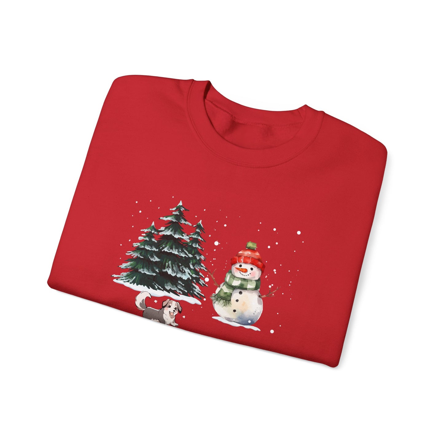 Winter Trees, Snowman, Puppy - Unisex Heavy Blend™ Crewneck Sweatshirt - 10260