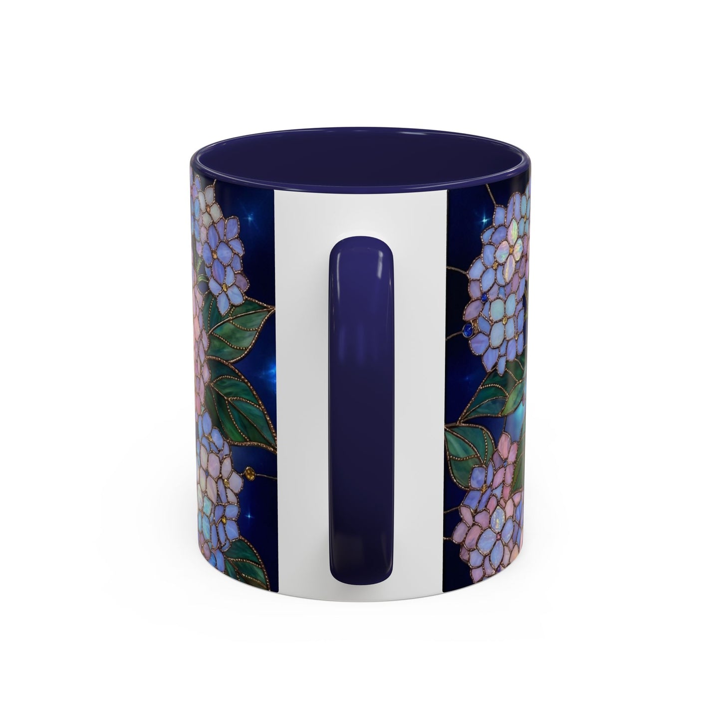 Hydrangea Floral Accent Coffee Mug — Stained Glass Design (11/15 oz) - 14571