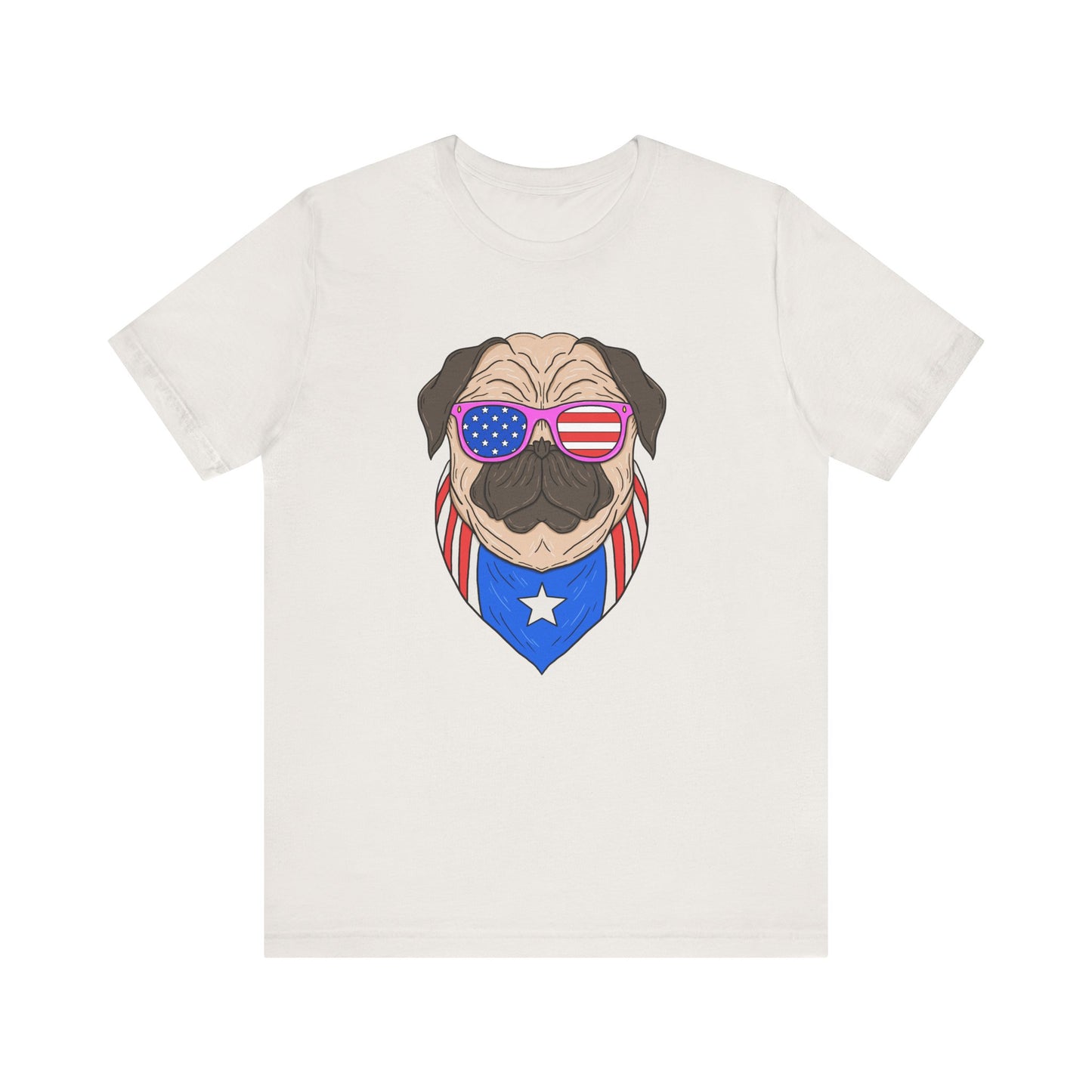 Patriotic Pug Tee, Independence Day T-Shirt, Dog Lovers Gift, Summer Casual Wear, Fun Family Outing Shirt - 13733
