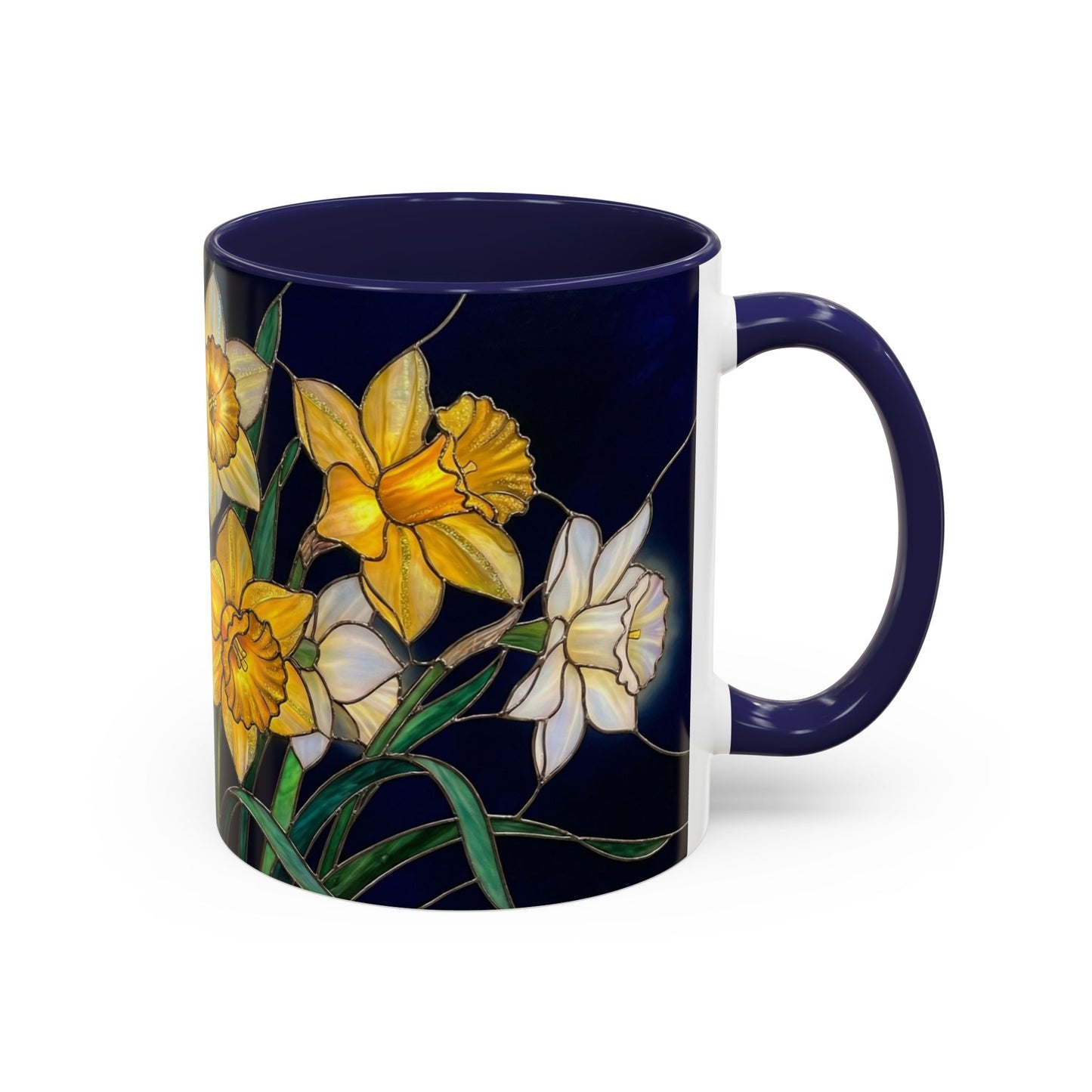 Daffodil Garden Accent Coffee Mug — Stained Glass Design (11/15oz) - 14542