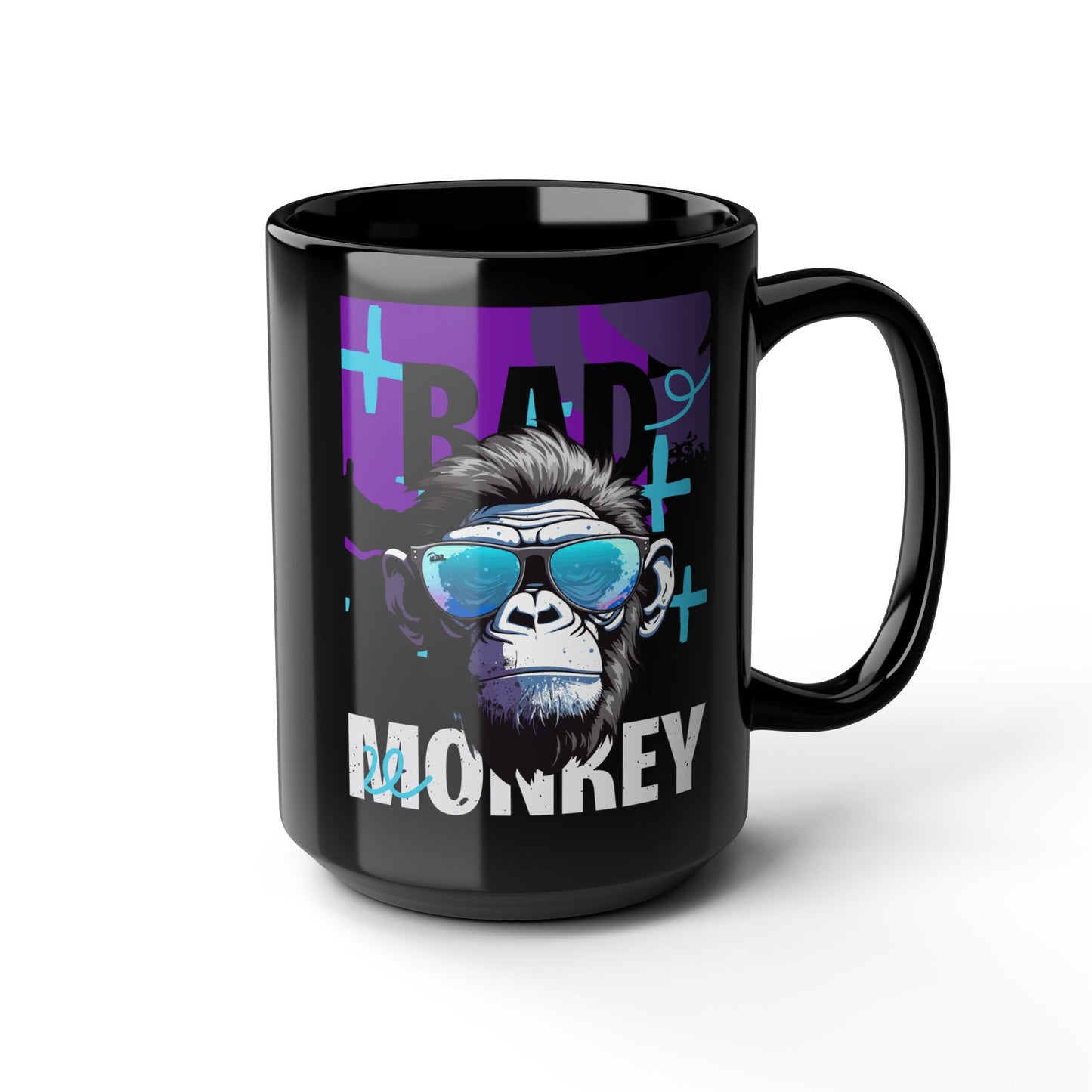 Bad Monkey Black Mug: Fun Coffee Cup for Gift, Black Ceramic Mug, Unique Mug for Animal Lovers, Cool Office Mug - 14081