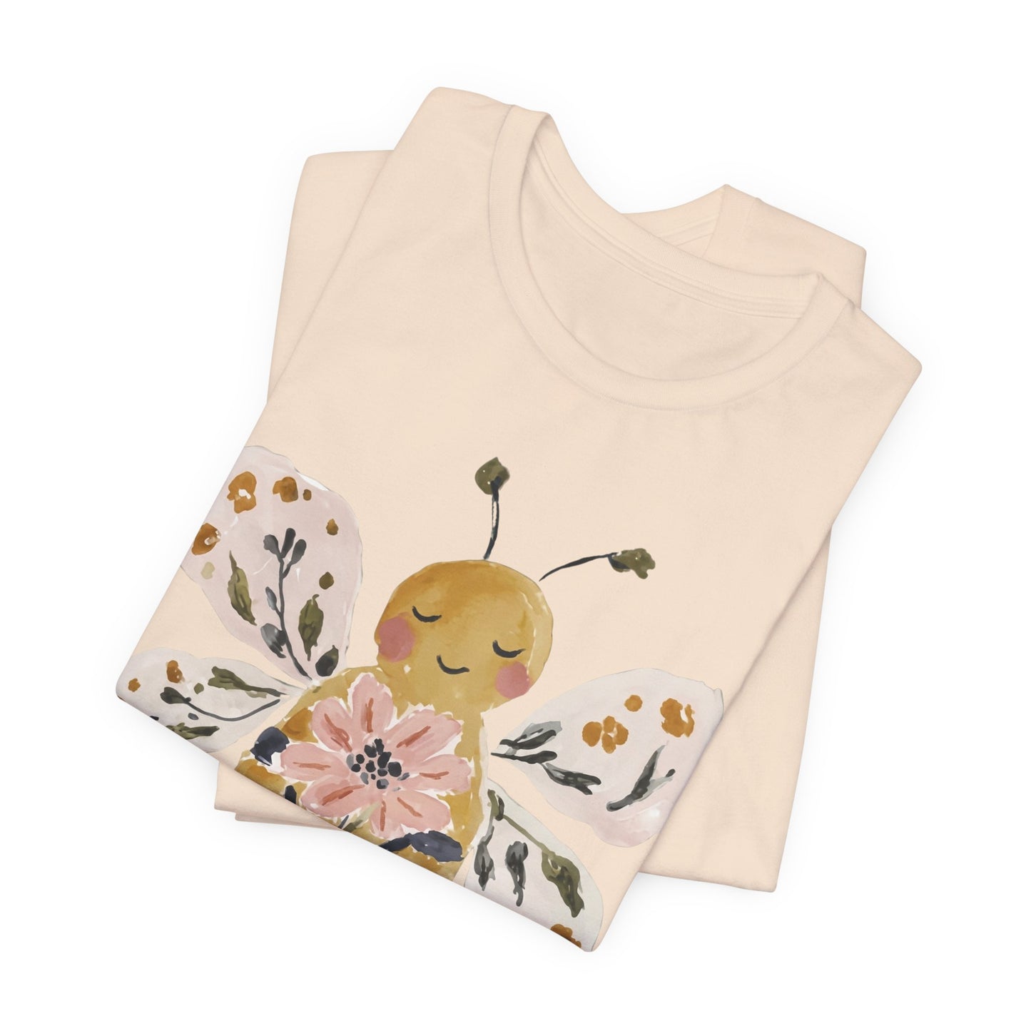 Busy Blooming Bee T-Shirt, Cute Watercolor Floral Bee Tee - 14960