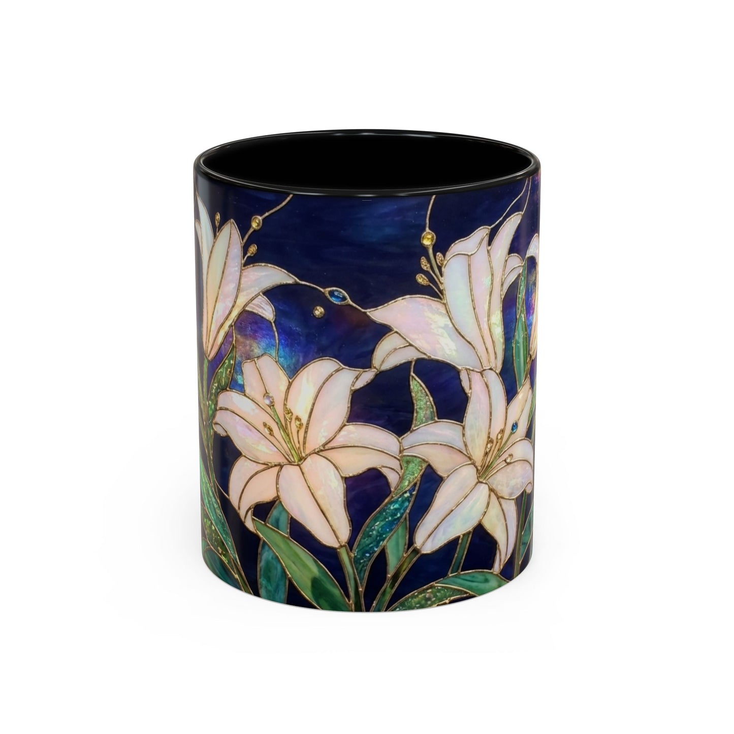 Lily Floral Accent Coffee Mug — Stained Glass Style 11/15oz - 14575