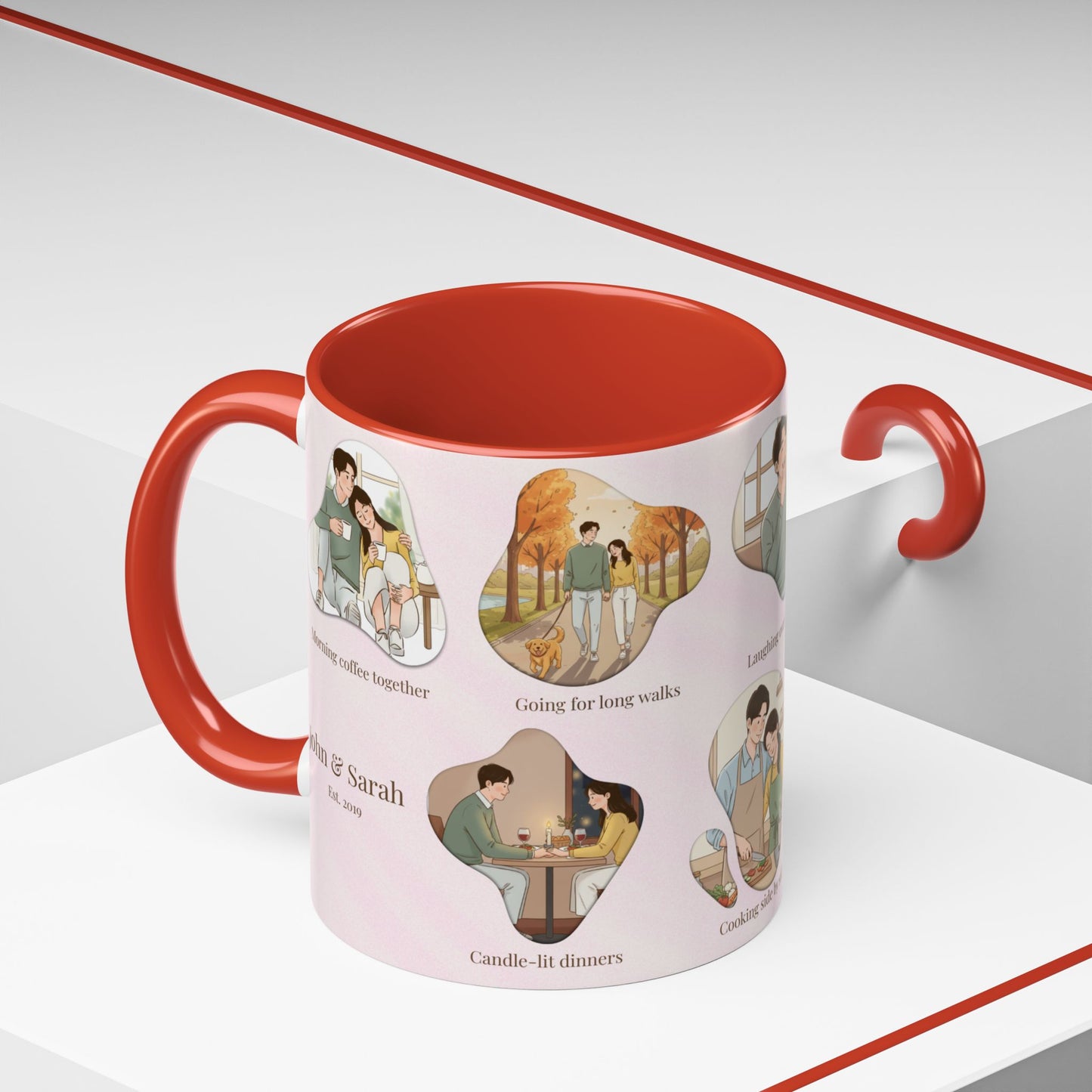 Our Favorite Things to Do Valentine’s Mug – Cozy Couples Illustrated Accent Coffee Mug - 14703