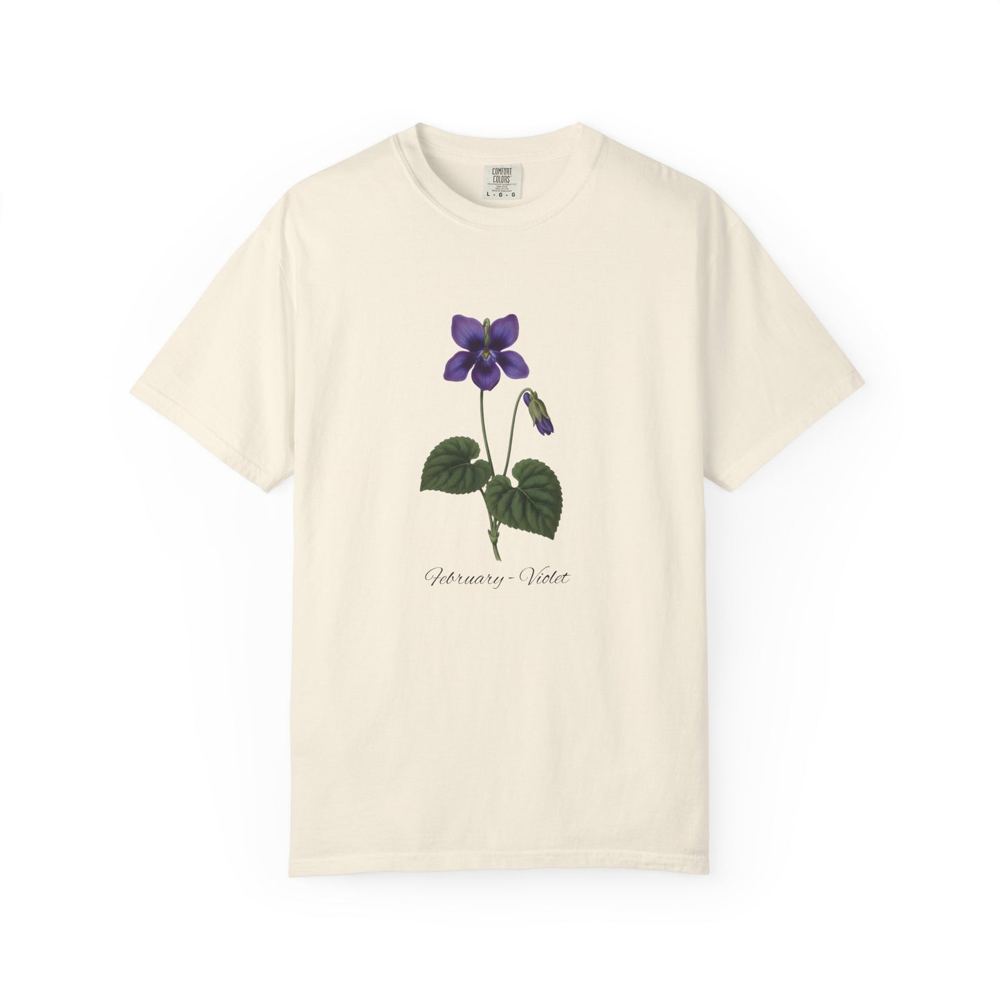 February Birth Flower Violet T-Shirt – Heavyweight Garment-Dyed Tee - 14700