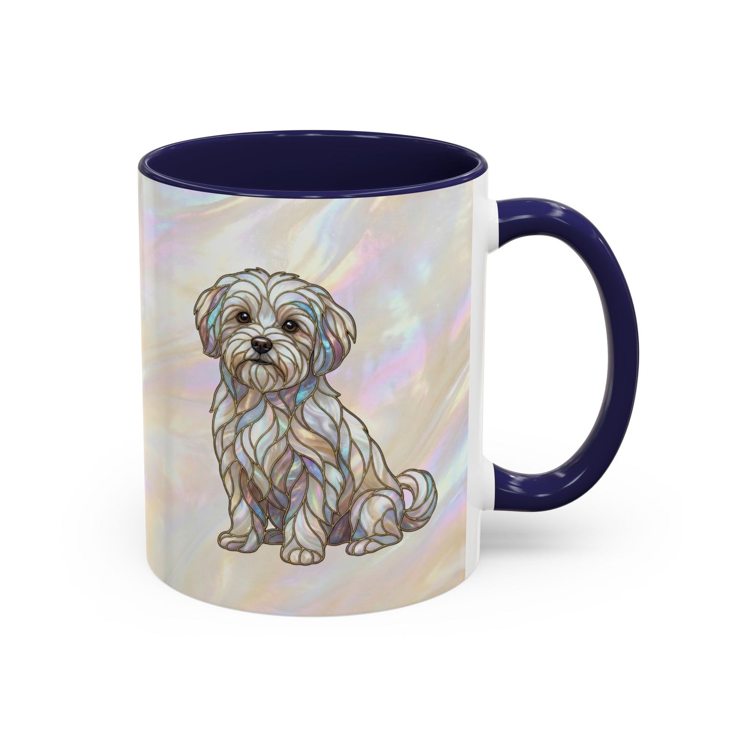 Maltese Dog Accent Coffee Mug – Stained Glass Design 11/15oz - 14642
