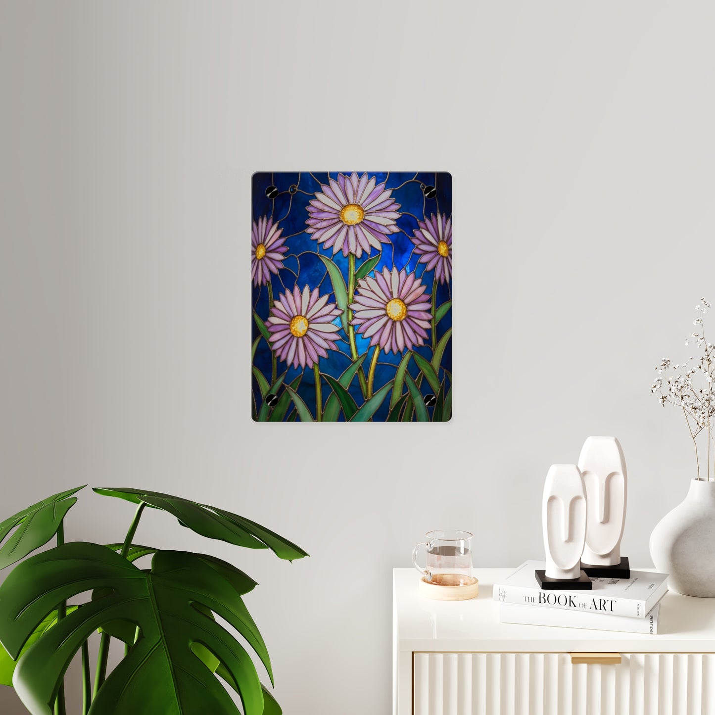 Aster Field Acrylic Wall Art Panel — Floral Home Décor - 14607