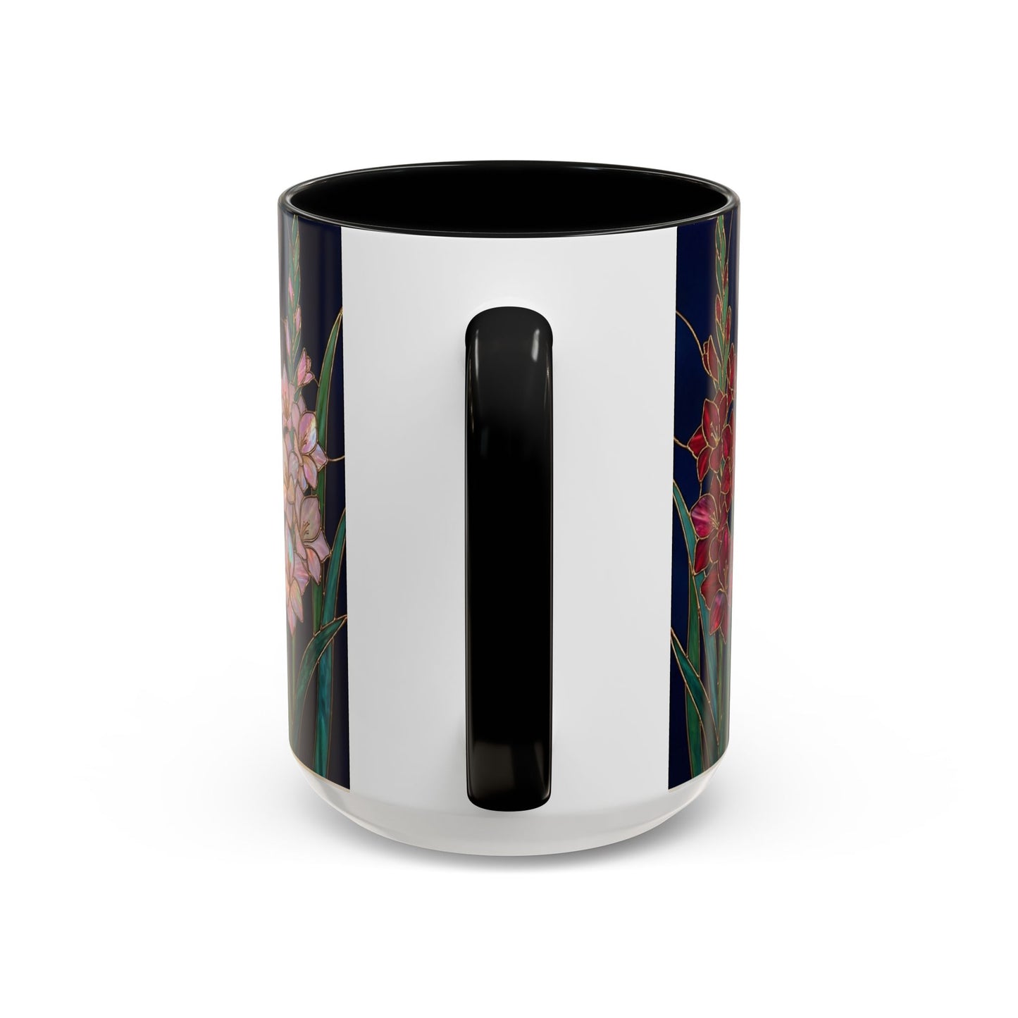 Gladiolus Floral Accent Coffee Mug — Stained Glass Design (11/15oz) - 14594