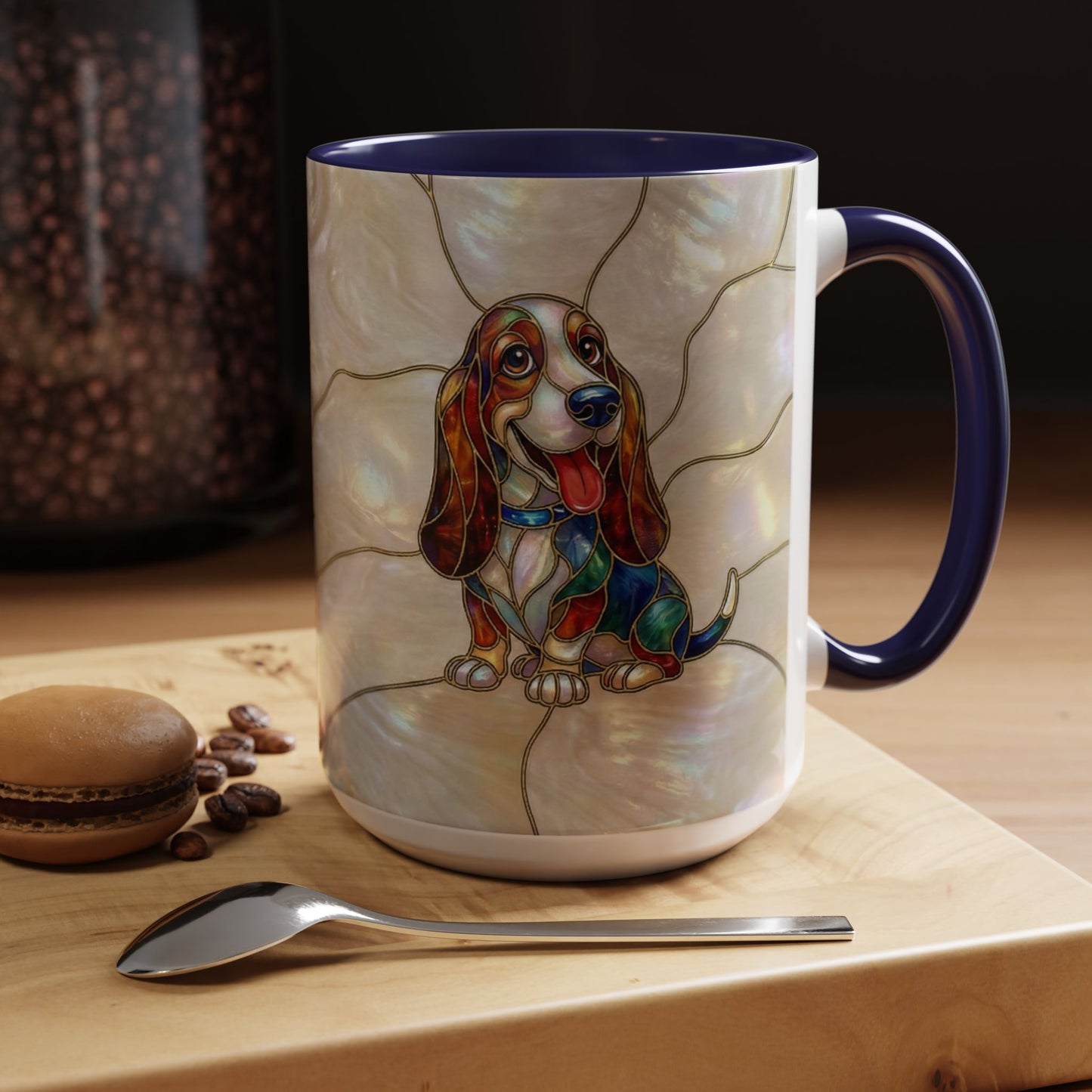Basset Hound Stained Glass Accent Coffee Mug (11/15oz) - 14520
