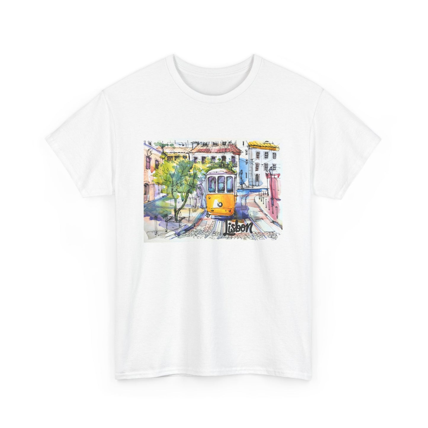 Lisbon Tram Unisex Heavy Cotton Tee - 12134