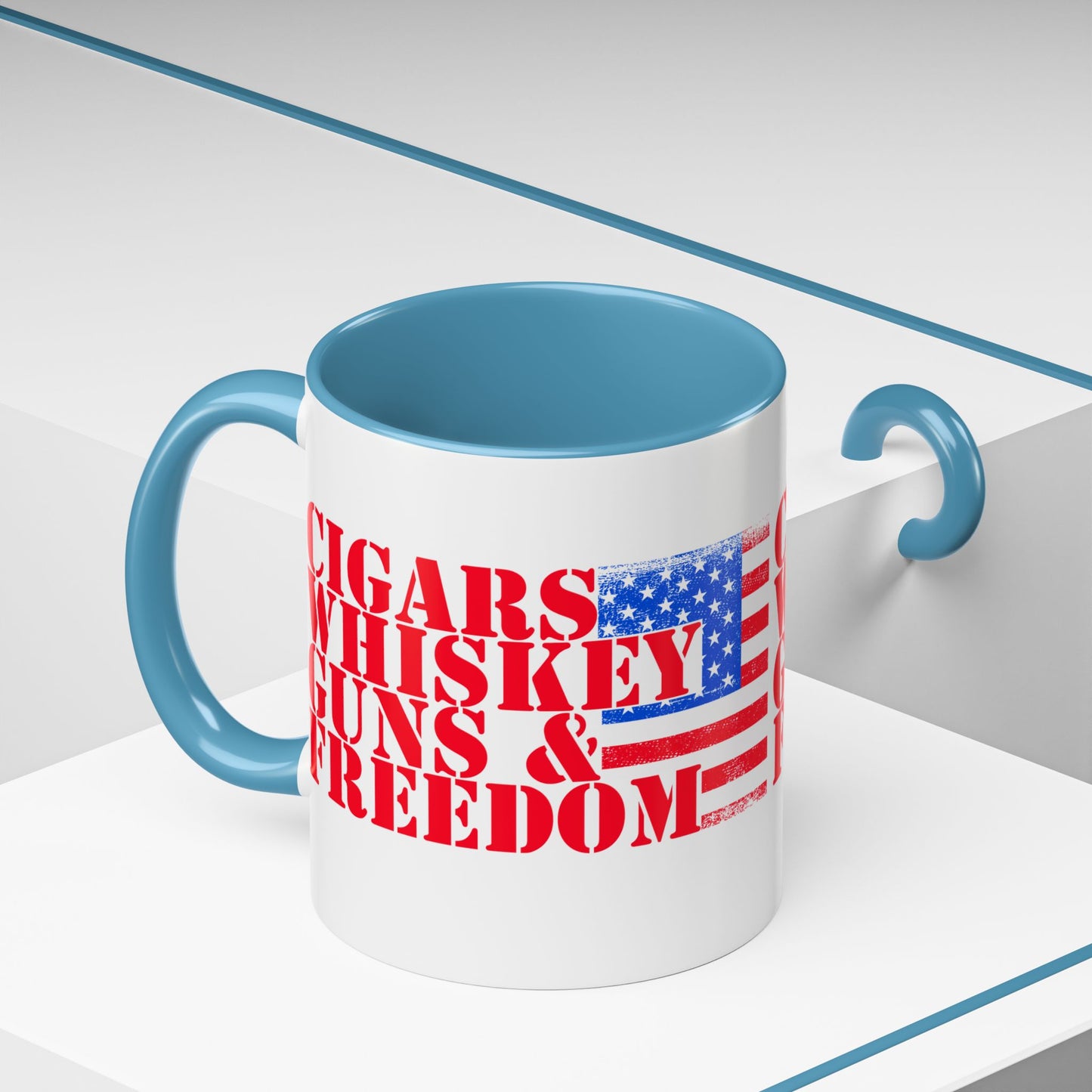 Patriotic Coffee Mug - Perfect Gift for Freedom Lovers, Funny Quote Mug, Americana Drinkware, Whiskey and Cigars Mug - 13891