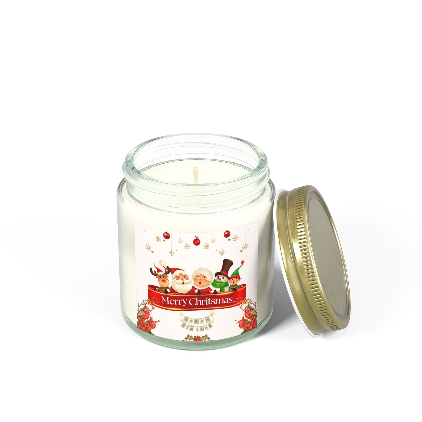 Merry Christmas - Scented Candles, Coconut Apricot Wax (4oz, 9oz)