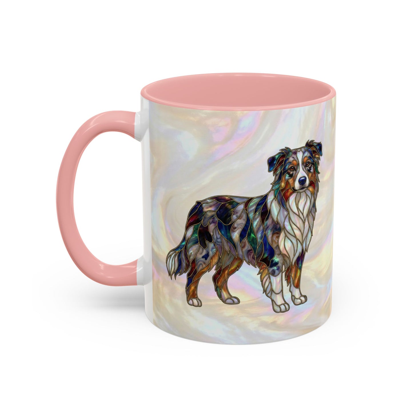Australian Shepherd Accent Coffee Mug — Stained Glass Design (11/15oz) -14614
