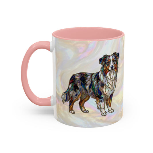 Australian Shepherd Accent Coffee Mug — Stained Glass Design (11/15oz) -14614