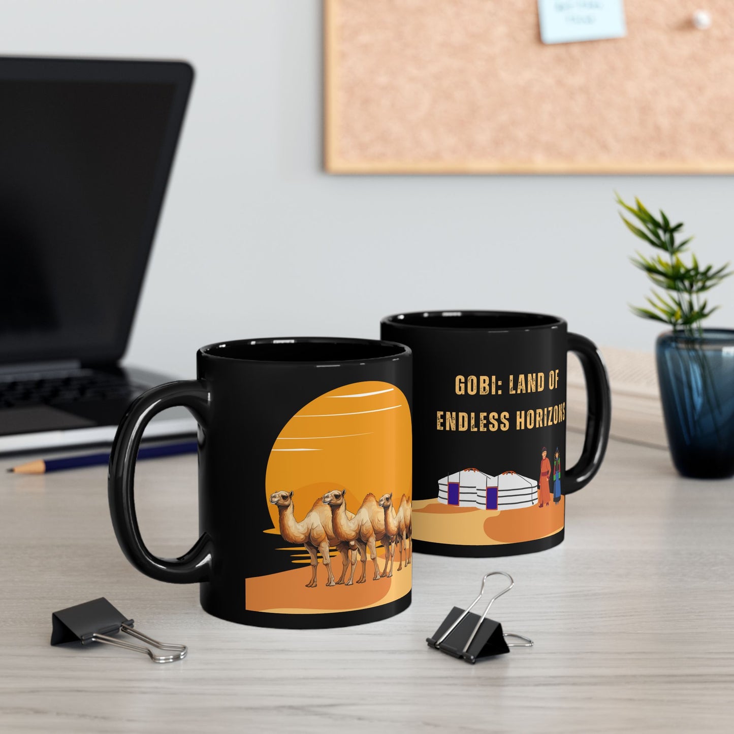 Gobi: Land of Endless Horizons - Ceramic Black Mug (11oz, 15oz) - 10382