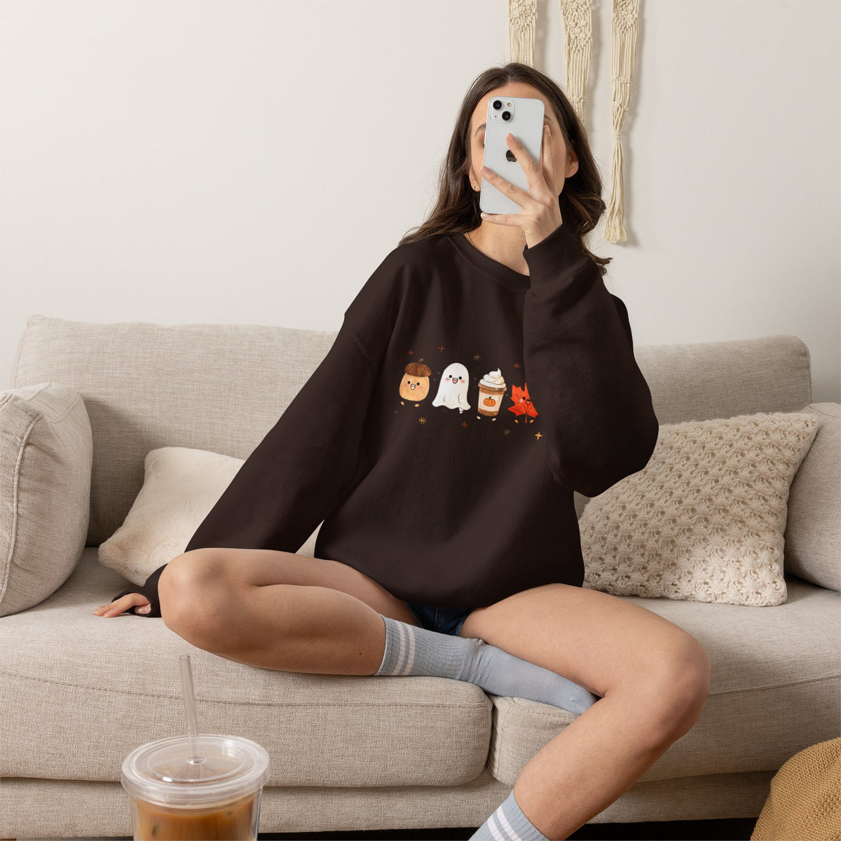 Cute Fall Harvest Sweatshirt, Ghost, Pumpkin Spice & Autumn Crewneck - 14534
