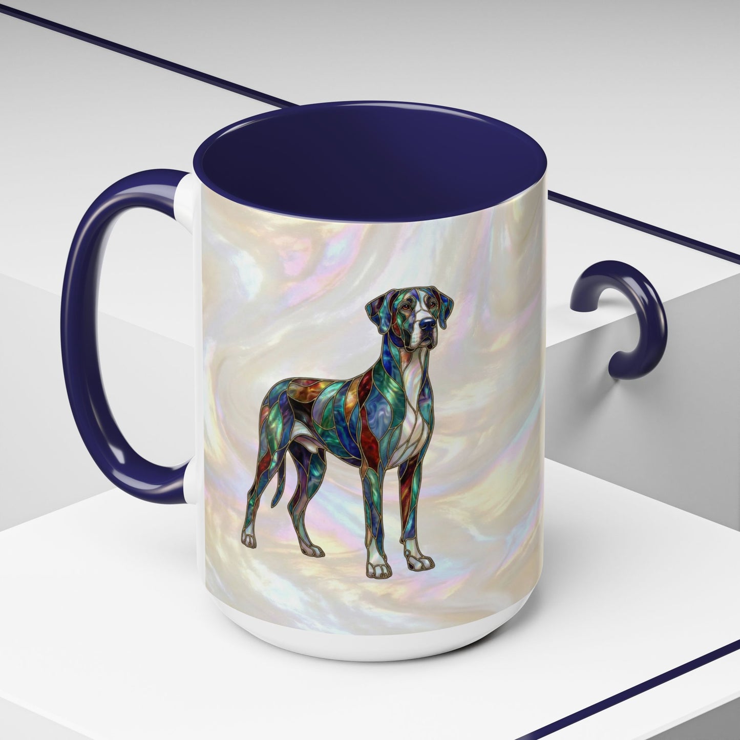 Personalized Great Dane Dog Mug — Stained Glass Design (11/15 oz) - 14550