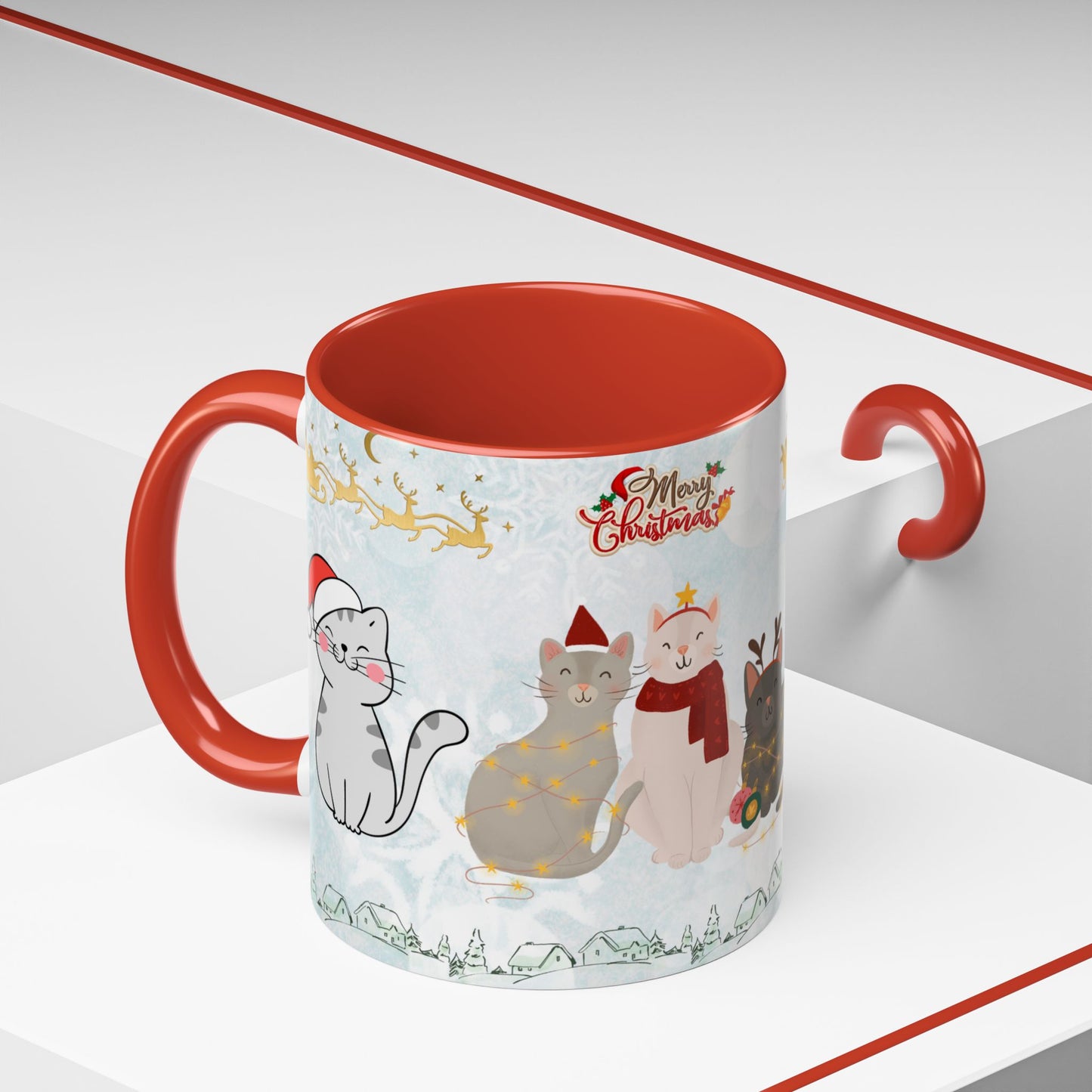 Merry Christmas, Cats - Accent Coffee Mug (11, 15oz)