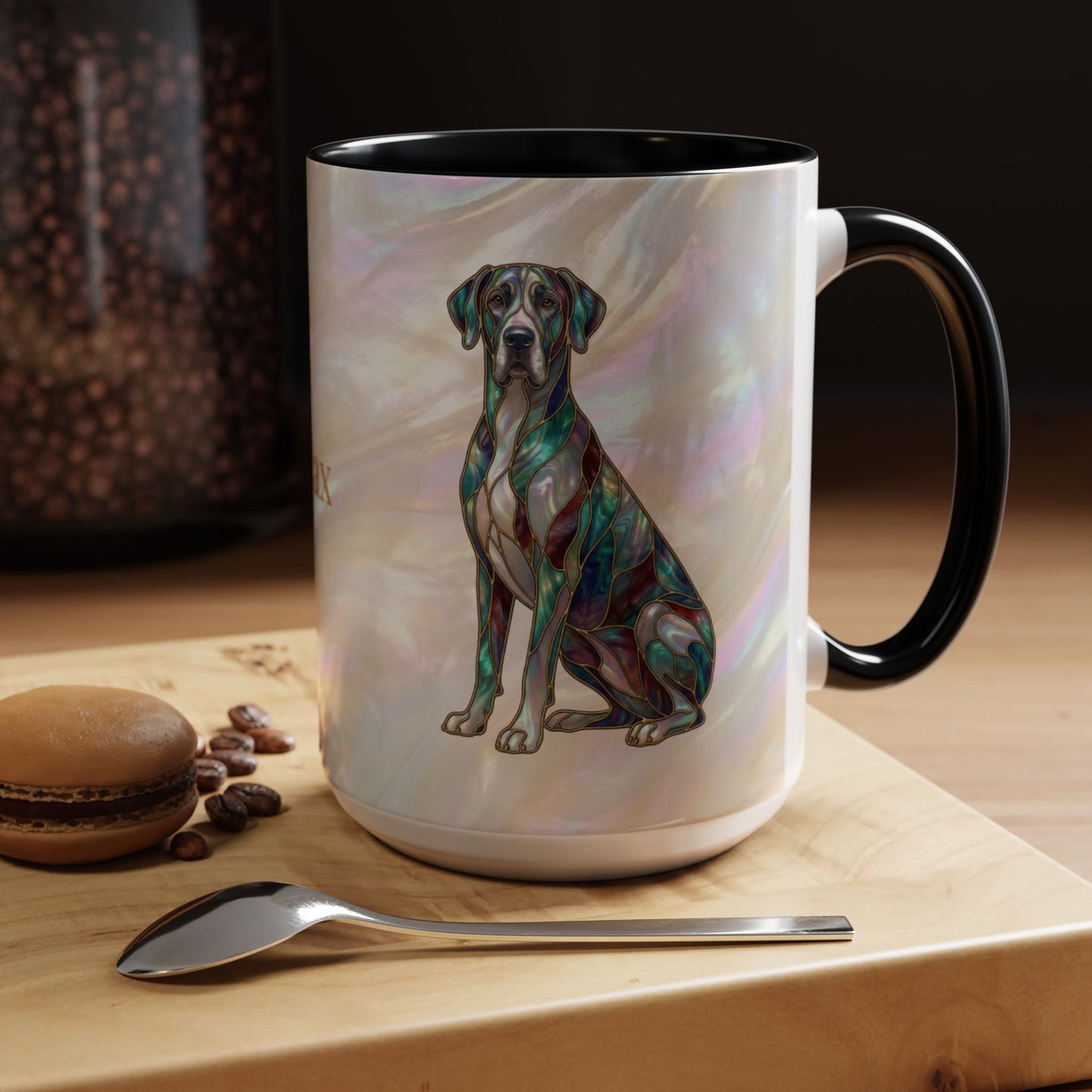 Personalized Great Dane Dog Mug — Stained Glass Design (11/15 oz) - 14550
