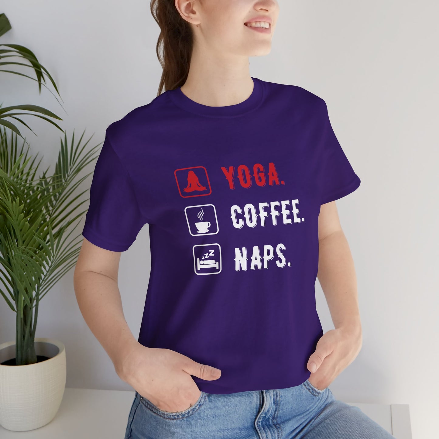 Yoga Coffee Naps - Unisex Jersey Short Sleeve Tee