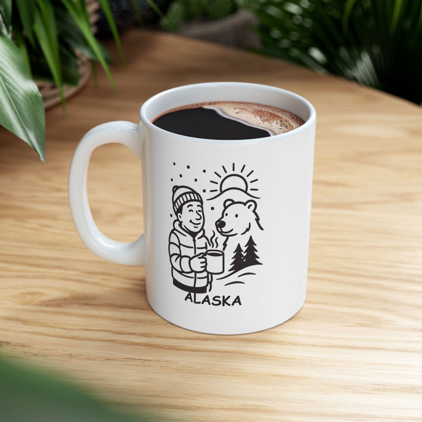 "Alaska: Where the coffee’s always hot, the sunsets are always late, and the bears are always around." Ceramic Mug - 12996