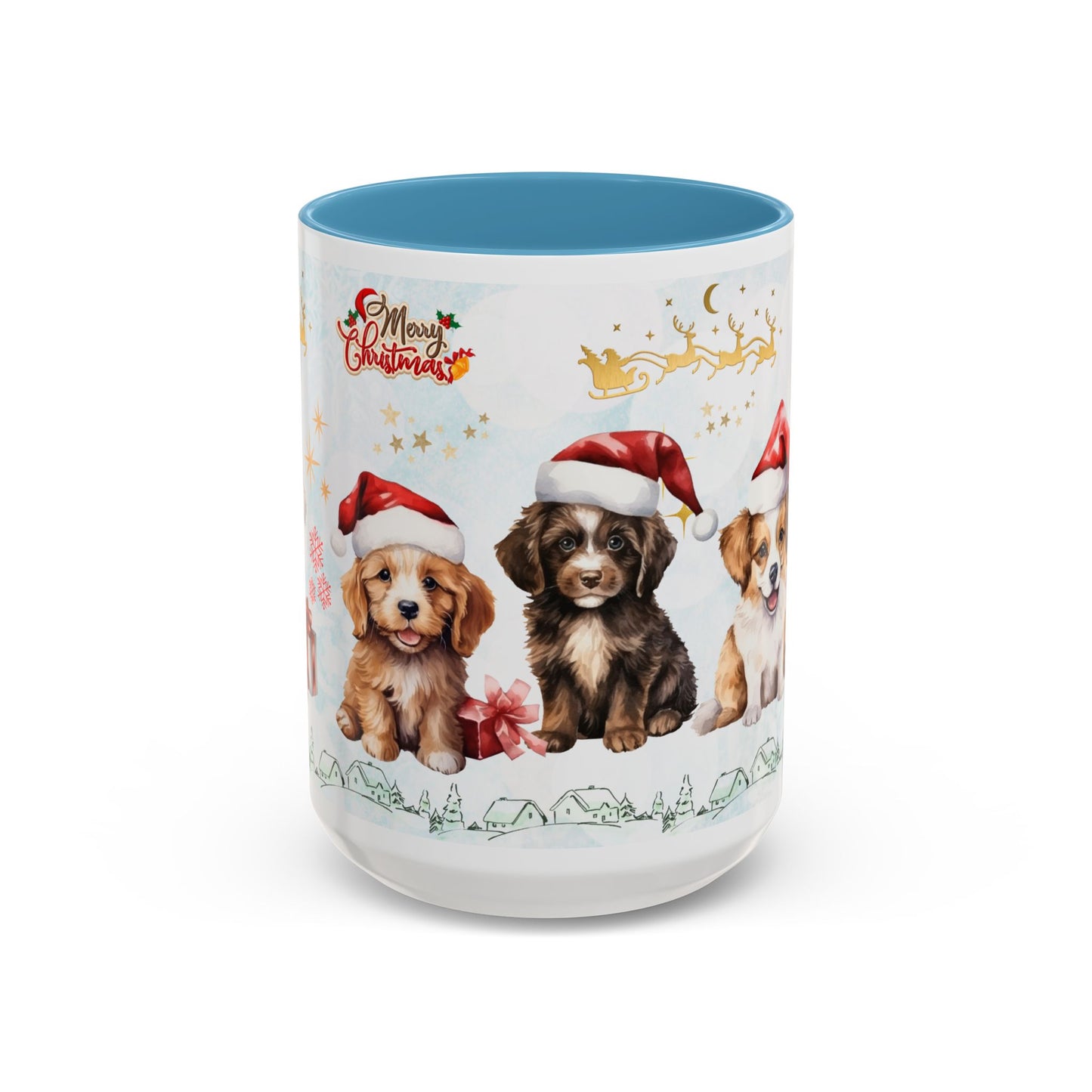 Merry Christmas, Puppies - Accent Coffee Mug (11, 15oz)